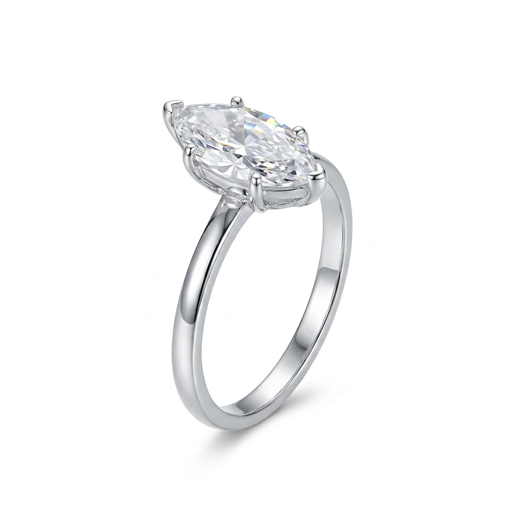 925 ayar gümüş 3 carat markiz kesim yüzük