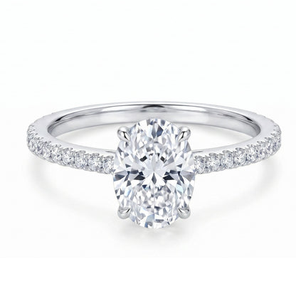 Işıklı Kutuda 1 Carat Kadın Oval Gümüş Yüzük (pırlanta Işıltılı)