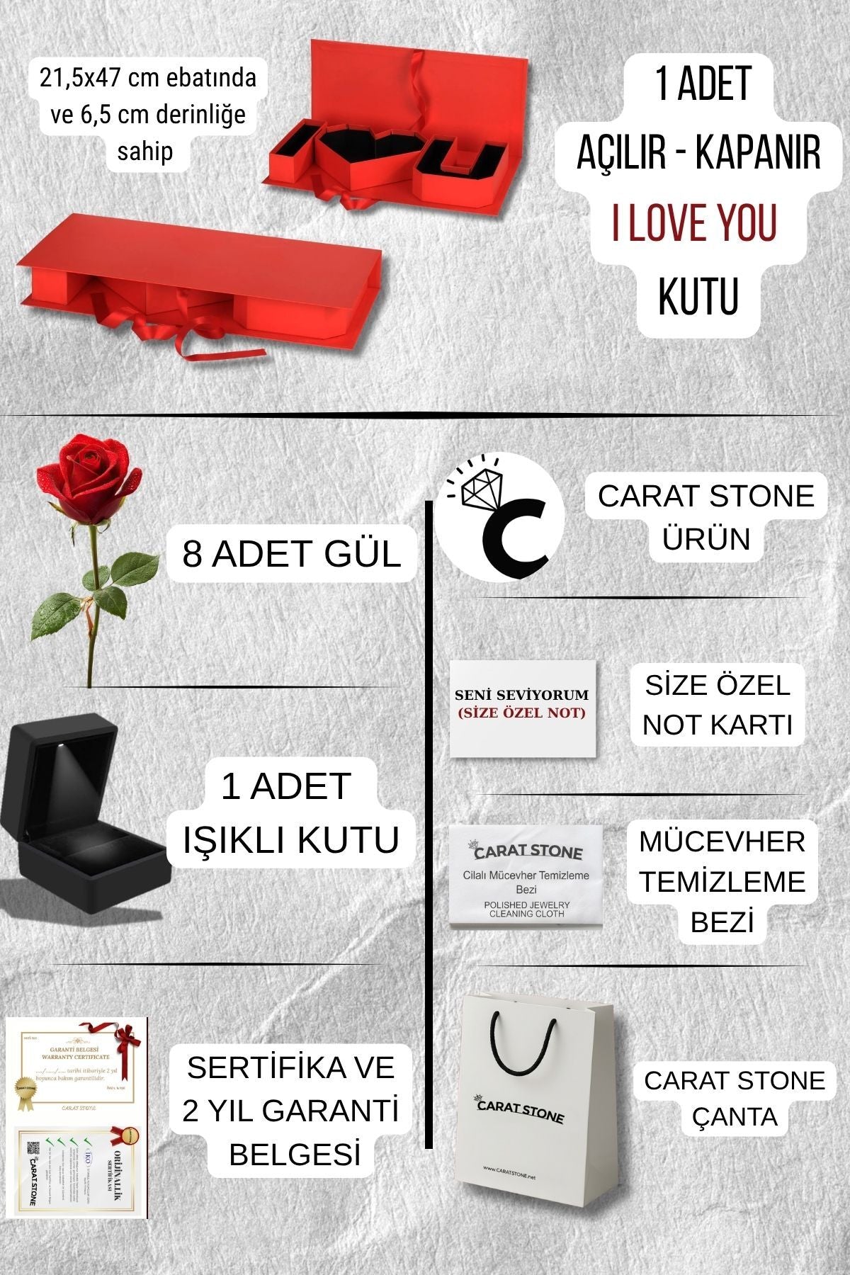 "I Love You" HEDİYE KUTUSUNDA 925 AYAR GERÇEK GÜMÜŞ KADIN HALO KOLYE , IŞIKLI KUTUDA