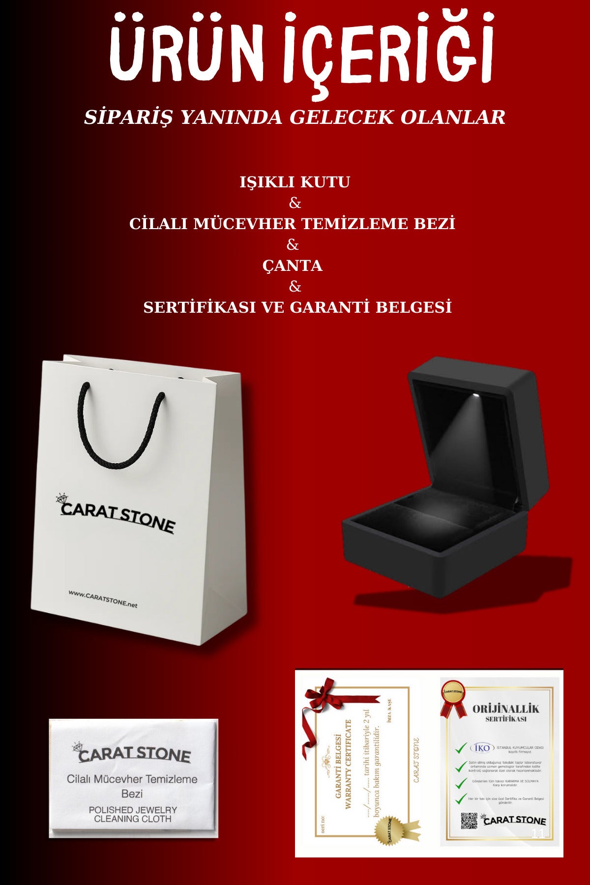 Işıklı Kutuda Pırlanta Işıltılı Gümüş 3 Lü Yüzük Set