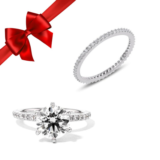 925 AYAR GÜMÜŞ 3 CARAT TEKTAŞ YÜZÜK VE TAMTUR SET